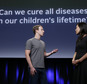 In this Tuesday, Sept. 20, 2016, photo, Facebook CEO Mark Zuckerberg, left, speaks with his wife, Priscilla Chan, as they rehearse for a speech in San Francisco. Zuckerberg and Chan have a new lofty goal: to cure, manage or eradicate all disease by the end of this century. To this end, the Chan Zuckerberg Initiative, the couple's philanthropic organization, is committing significant financial resources over the next decade to help accelerate basic science research. (AP Photo/Jeff Chiu)